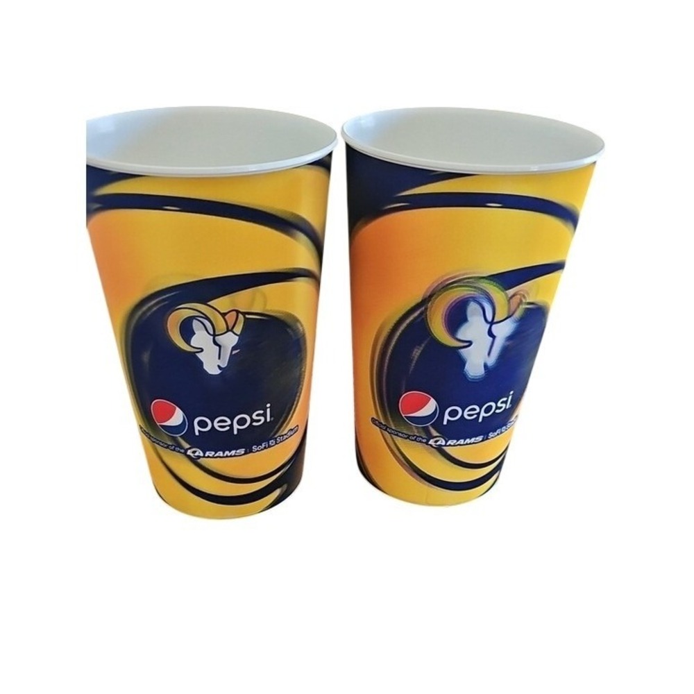 Pepsi LA Rams SoFi Stadium Souvenir Cups Set of 2 Holographic NFL Football Blue